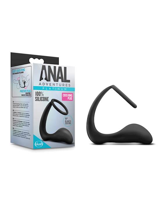 Blush Anal Adventures Cock Ring Plug  Black