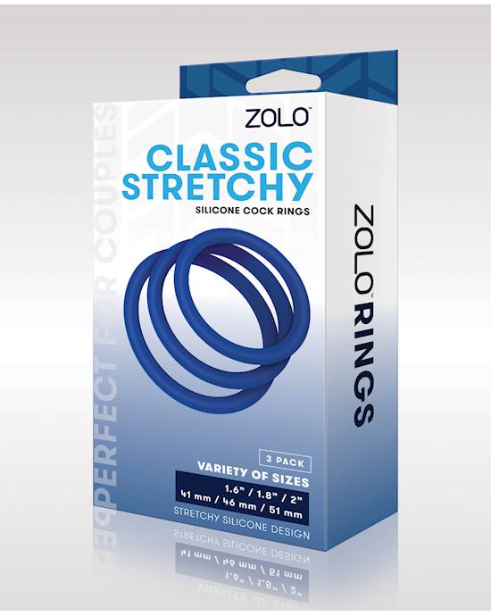 ZOLO Stretchy Silicone Cock Rings  Blue