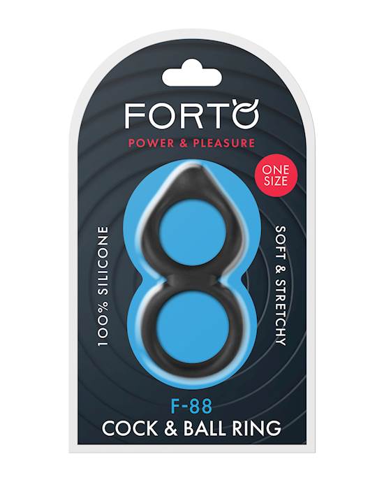Forto F88 Double Ring Liquid Silicone Cock Ring  Black