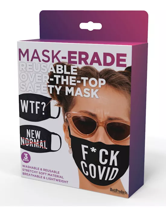 Hott Products Mask-erade Masks - F Covid/WTF?/New Normal X Pack of 3