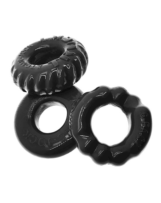 Oxballs Bonemaker 3 Pack Cockring Kit  Black