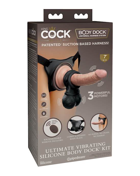 King Cock Elite Ultimate Vibrating Silicone Body Dock Kit wRemote