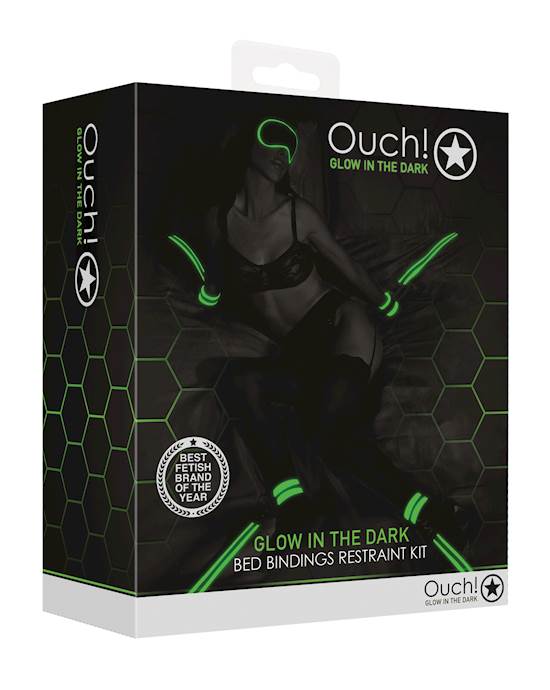 Shots Ouch Bed Bindings Restraint Kit  Glow in the Dark