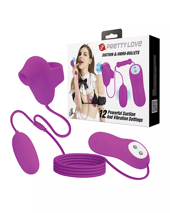 Pretty Love Suction & Vibro Bullets - Fuchsia
