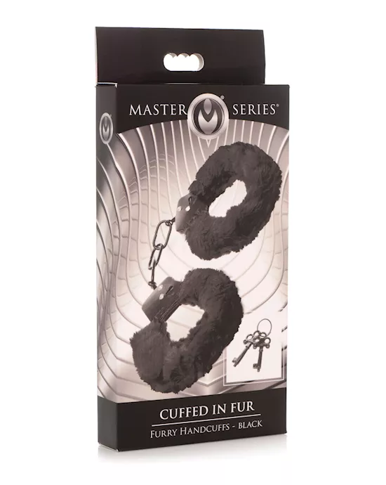 Master Series Cuffed In Fur Furry Handcuffs - Black
