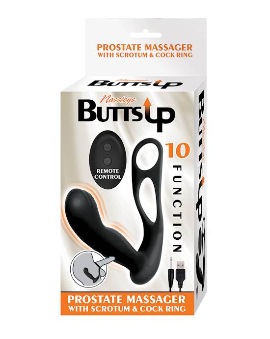 Butts Up Prostate Massager wScrotum amp Cockring  Black