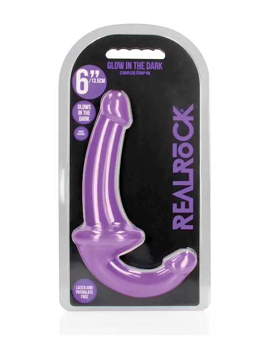 Shots Realrock 6" Strapless Strap On Glow In The Dark - Neon Purple