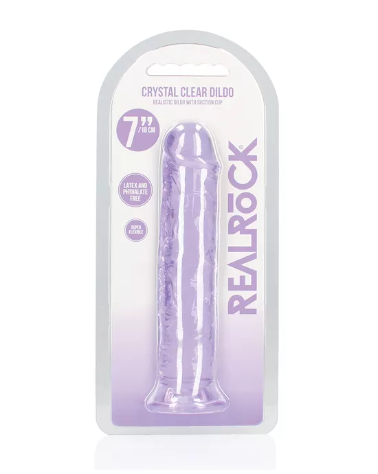 Shots Realrock Crystal Clear 7" Straight Dildo W/suction Cup - Purple